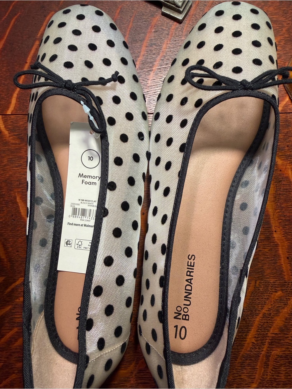 NWT No Boundaries Polka Dot Ballet Flats Size 10 - Picture 13 of 15